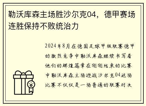勒沃库森主场胜沙尔克04，德甲赛场连胜保持不败统治力